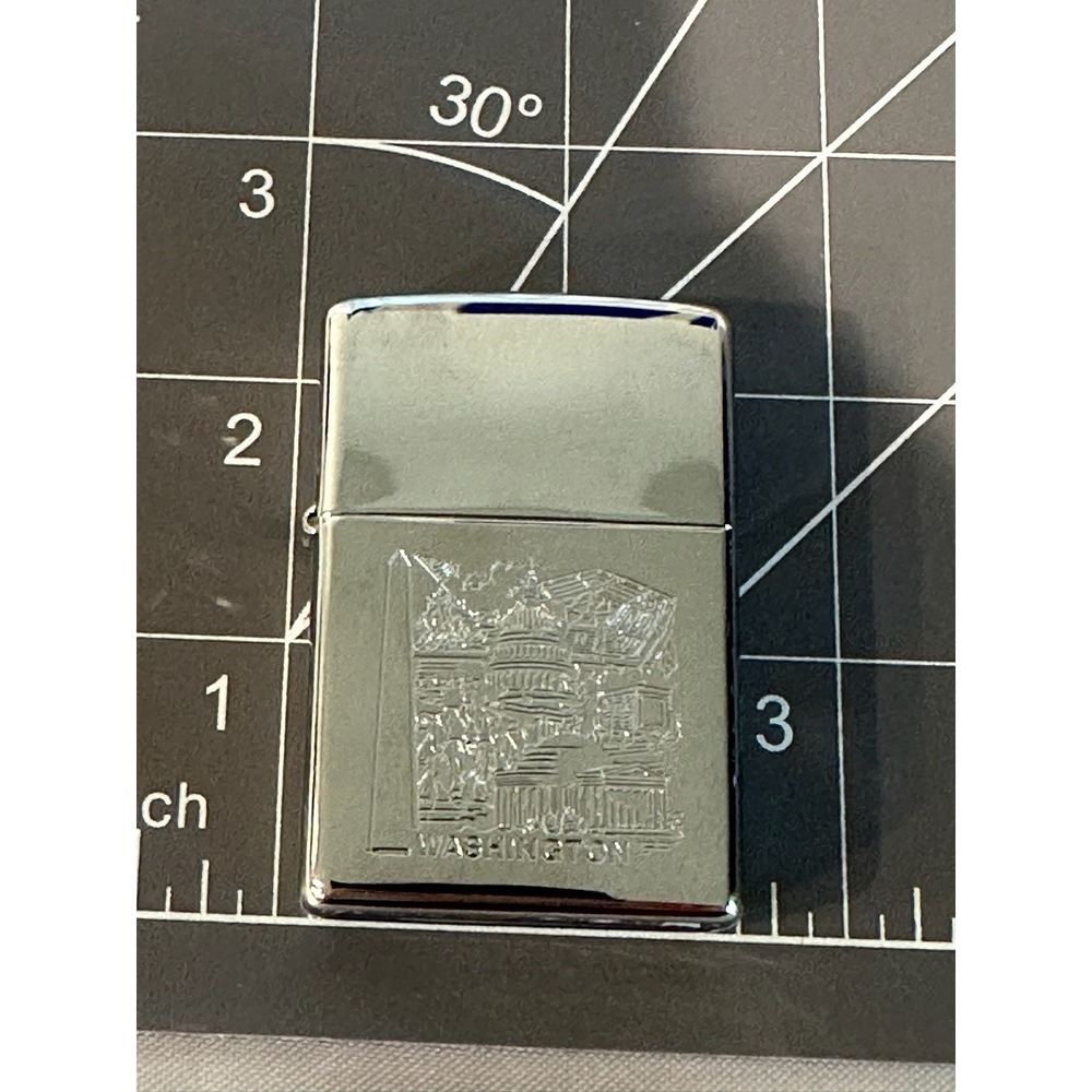 Zippo Washington Monument/US Capitol  Washington DC High Polish Chrome Sealed